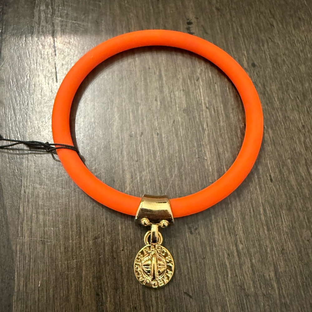 Marc by Marc Jacobs Silicone Logo Charm Bracelet - Fluoro Orange - NWT